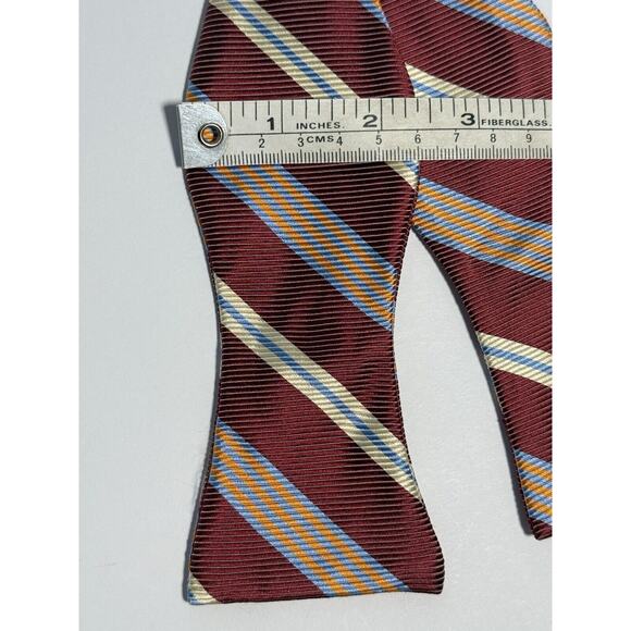 Robert Talbott Men's 100% Silk Adjustable Bow Tie Burgundy/Orange/Cream/Blue USA - Picture 5 of 5